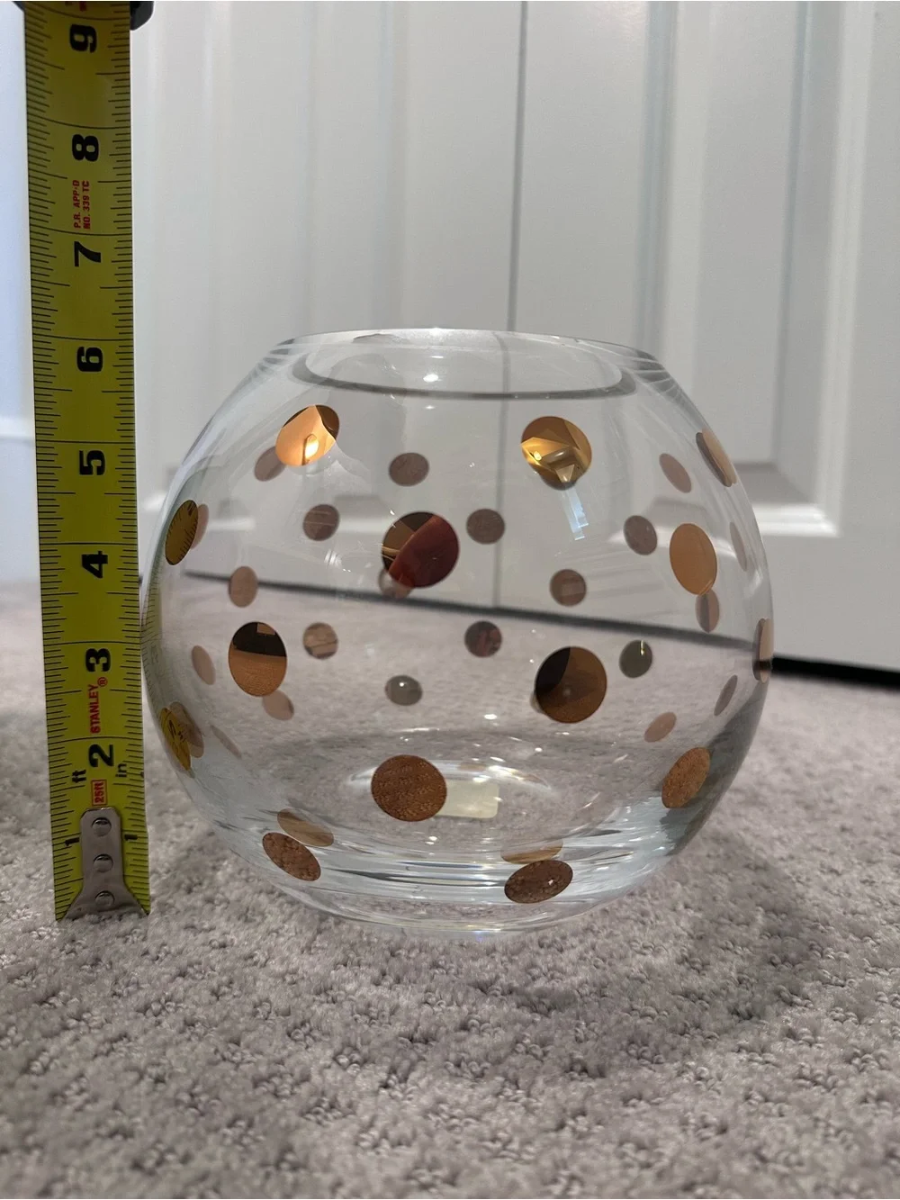 Kate Spade Lenox Pearl Place Gold Polka Dot Crystal Rose Bowl Vase 6” NIB